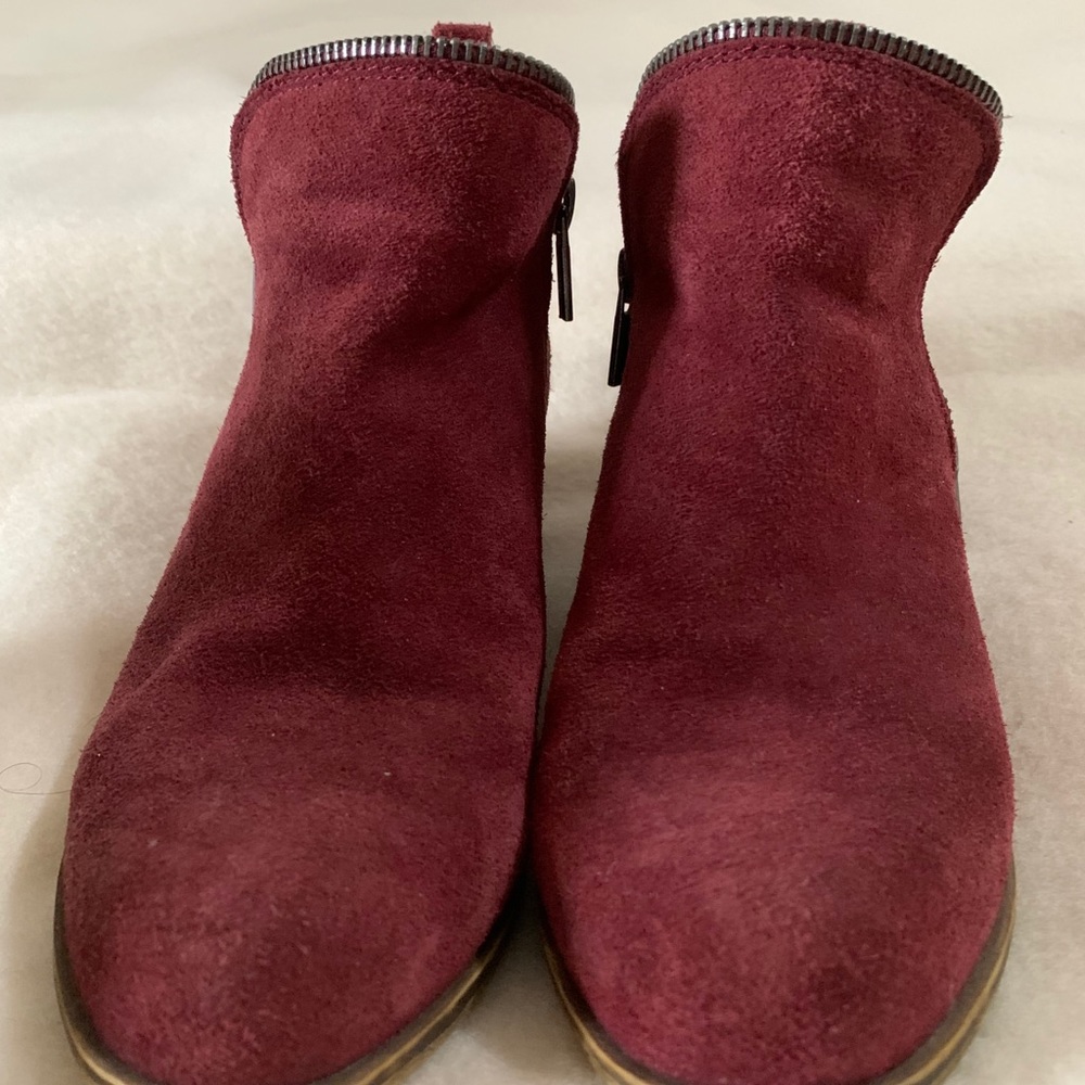 Burgandy suede booties
